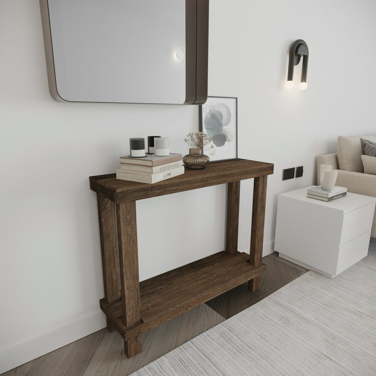 Rustic luxe small wooden sofa table by del hutson designs deals