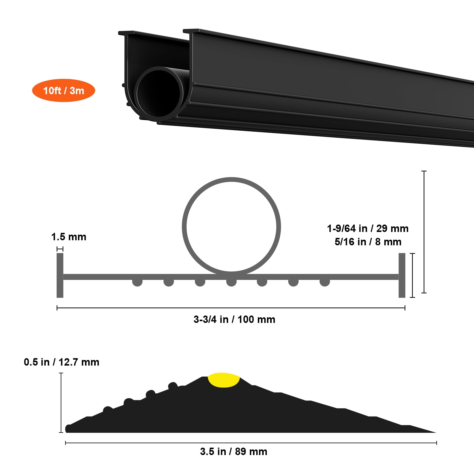 KFFKFF Garage Entryway Protection and Base Sealing Set, 16 FT U Form+O Loop Universal Garage Door Base Weatherproof PVC Strip, Paired with Climate Resistant Garage Threshold Sealing Tape, Black