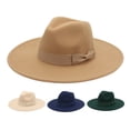 thumbnail image 2 of Sombrero Fedora de ala ancha para hombre y mujer, sombrero de fieltro con cinta, estilo Retro, Trilby, clásico, color negro, para invierno y otoño, 9,5 cm, 2 of 4