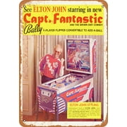 1976 Elton John for Bally Pinball Machines Metal Sign - 7x10 inch - Vintage Look