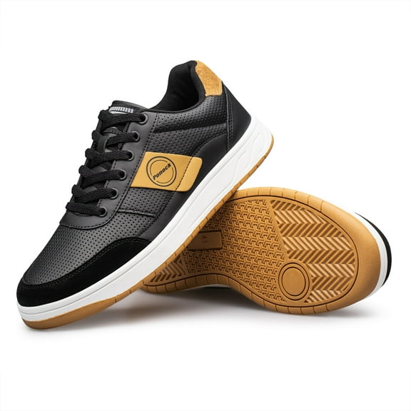 BNRSHOE Men's Fashion Skate Sneakers Comfortable Lace-up Casual Shoes Black