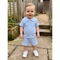 thumbnail image 5 of Loicainy Baby Toddler Boy Summer Clothes Set 6 12 18 24 Months 2T 3T 4T Short Sleeve Doll Collar Tops Elastic Shorts Outfits, 5 of 9
