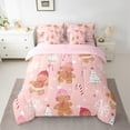 thumbnail image 3 of Manfei Teens Gingerbread Man 7pcs Bedding Comforter Set, Cartoon Xmas Tree Snowflake Queen Bedding Sets, Merry Christmas Reversible Queen Sheet Sets, Luxury Bedroom Decor, 3 of 8
