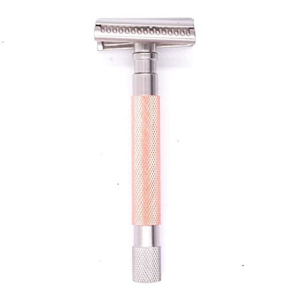 Parker's Semi Slant Safety Razor and 5 Parker Premium Double Edge Razor Blades - Rose Gold