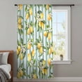 thumbnail image 4 of Yellow Lemon Sheer Curtains 54 Inches Long, Spring Botanical Floral Leaves Aqua Stripes Light Filering Curtains, Breathable Simi Curtain Privacy Drapes for Kitchen Bathroom Small Window Treatment, 4 of 9