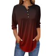 thumbnail image 2 of Red Womens Tops 3/4 Length Sleeve Womens Tops 2025 Spring Neck Casual Print Tunic T Shirts Three Quarter Length Womens Tops Shirts for Women, 2 of 5
