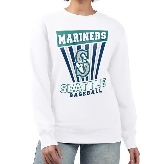Women's Starter White Seattle Mariners Poster Print Team Fleece Pullover Sweatshirt