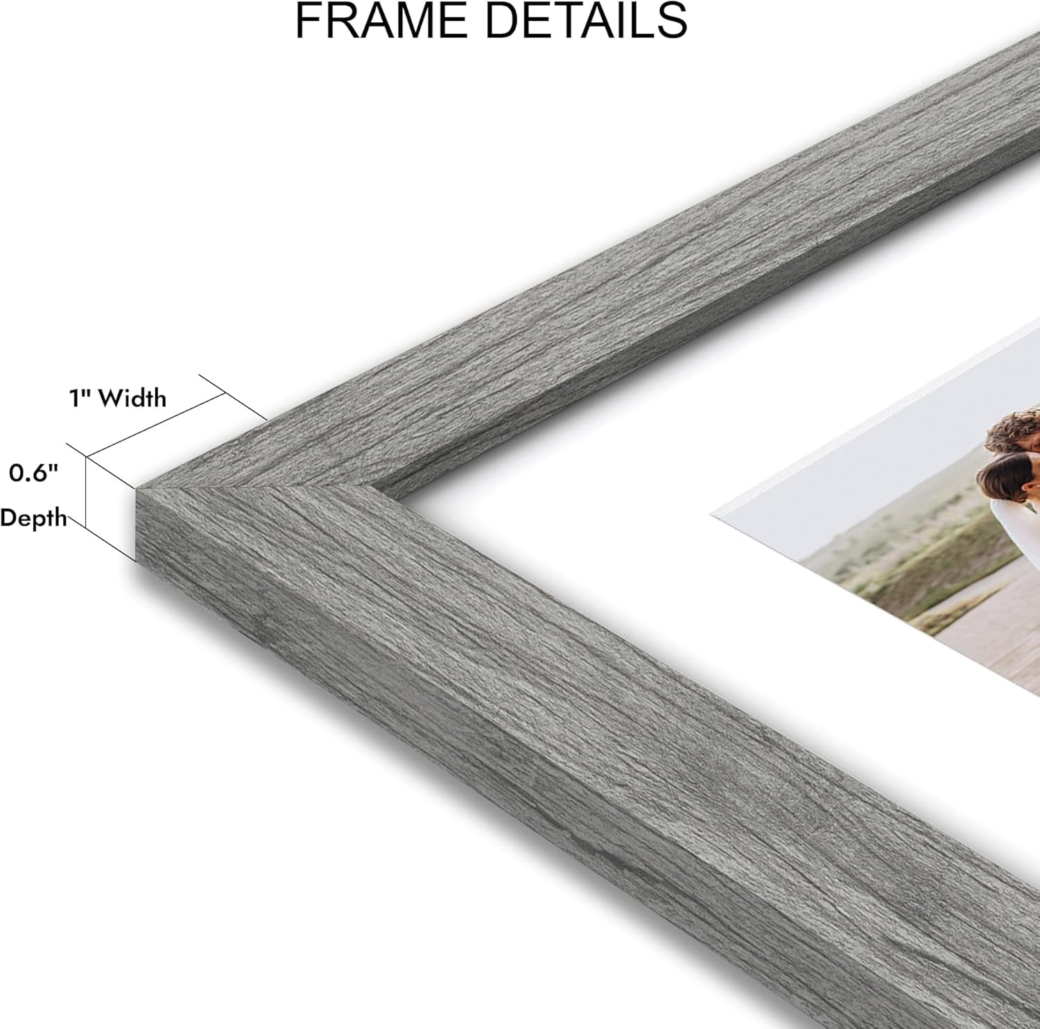 7x10 Picture Frame Set of 2, Made of Real Glass and Grey Wooden Frame - Display 5.5 x 8.5 Diploma Frame with Mat or 7x10 Without Mat, 7 by 10 Photo for Wall or Tabletop