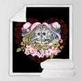 thumbnail image 4 of BeddingOutlet 150x200cm Crâne Gothique Sherpa Rose Fleurs Coeurs Rouges Couple Velours Couverture en Peluche Couvre-Lit, 4 of 5