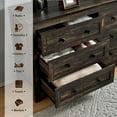 thumbnail image 3 of Merluxy 6 Drawers Dresser for Bedroom, Farmhouse Wood Chest of Drawers for Adult, Dark Oak, 3 of 9
