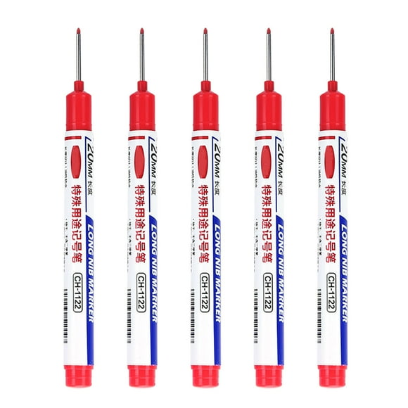 Long Head Deep Hole Marker Pens 20mm Deep Reach Markers for Construction Metal Wood Marking Tool Carpenter Ink Marker Pens 8ml Durable Industrial Marking Pen Set