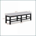 thumbnail image 3 of Dining Bench Gray Fabric Upholstered Solid Wood Frame | Black | Transitional, 3 of 5
