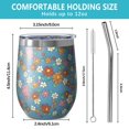 thumbnail image 5 of 12oz Stemless Wine Tumblers Pioneer Flower Floral Print Pattern Vacuum Insulated Stainless Steel Travel Tumbler Cups Mug with Lid and Straw for Champaign,Cocktail,Beer with Cleaning Brush, 5 of 5