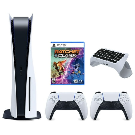 Sony PlayStation 5 Disc Version Console with Ratchet & Clank: Rift Apart, 2 White Controllers, White
