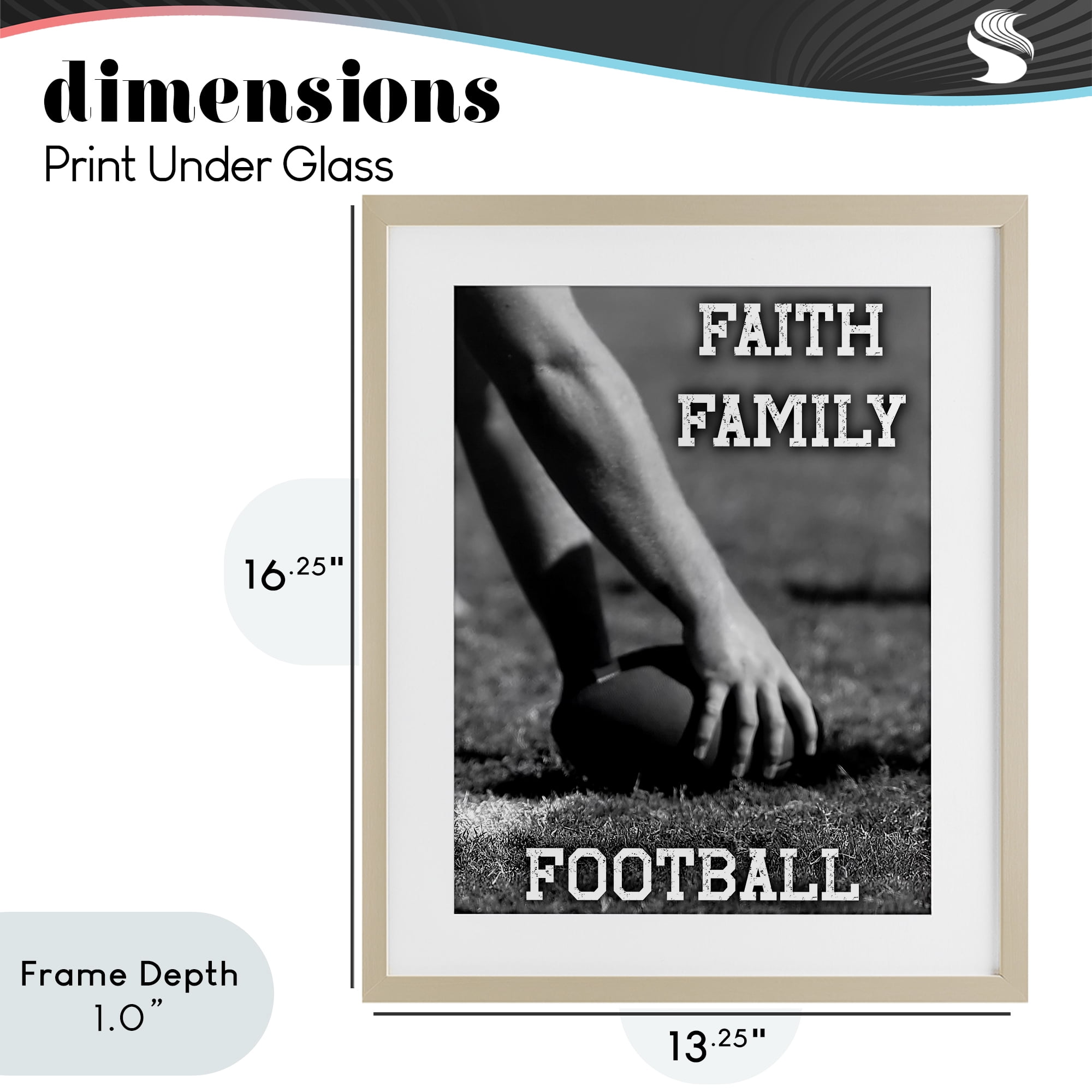 Stupell Industries Faith Family Football Hike Birch Framed Print Under Glass, design by Marcus Prime
