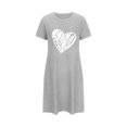 thumbnail image 4 of Sakmal Womens Moomoo Nightgown Gray Lightweight Cozy Loose Pajama Dress Short Sleeve Short Crew Neck Heart Print Nightgowns S-2XL, 4 of 5