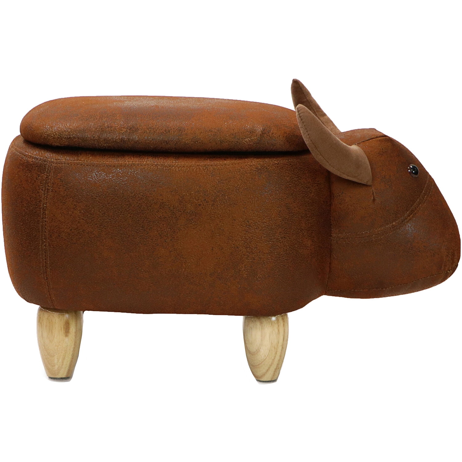 Critter Sitters 15-In. Seat Height Brown Cow Animal Shape Storage Ottoman - Furniture for Nursery, Bedroom, Playroom, and Living Room Decor