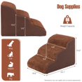 thumbnail image 2 of Pefilos 23" Dog Stairs for Small Pets with High-Density Sponge and Silicone Paw Prints, 3-Step Dog Ramp for Beds and Couch, Brown, 2 of 7