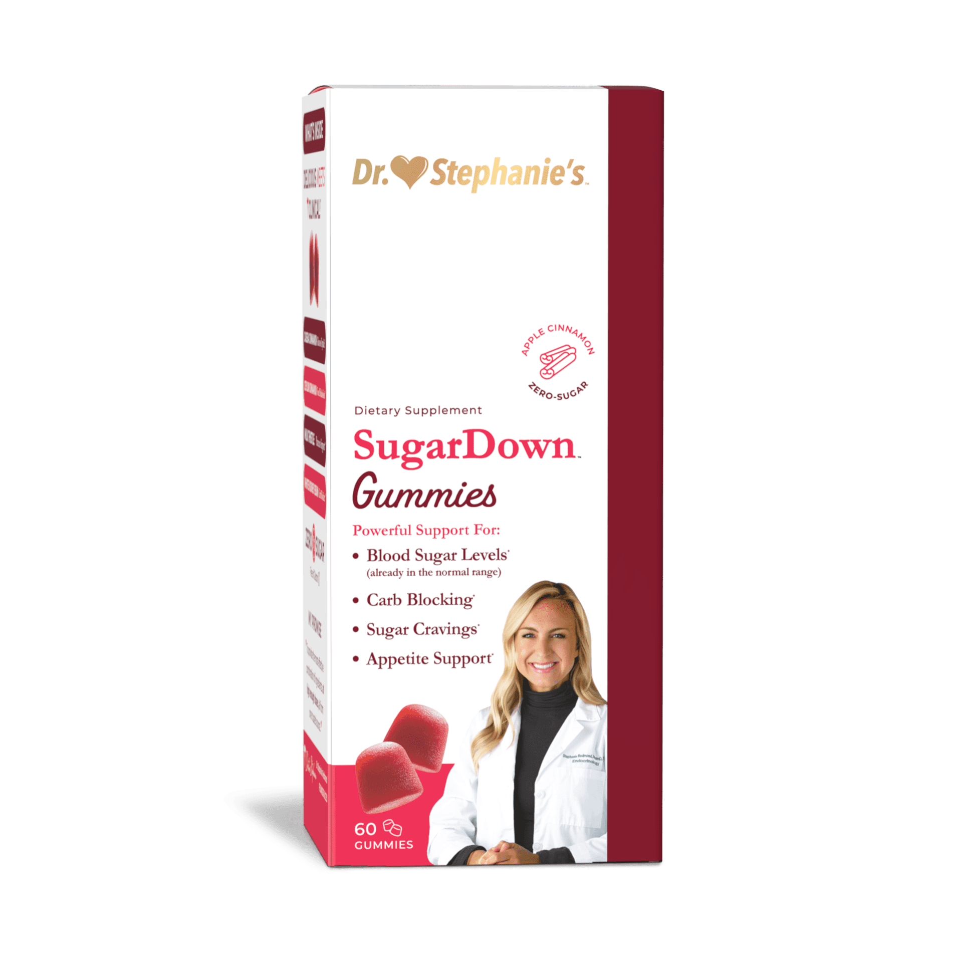 (2 pack) Dr. Stephanie’s SugarDown Gummies - Blood Sugar Gummy with Ceylon Cinnamon - For Appetite & Cravings - 60 Count
