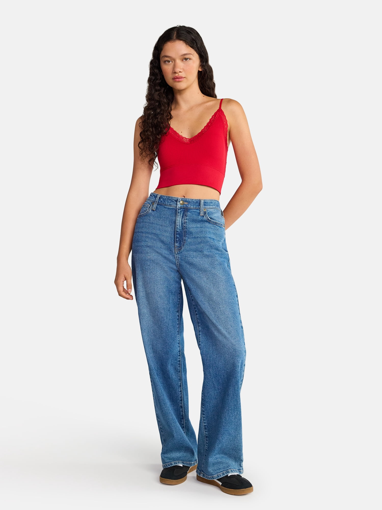 No Boundaries Lace Trim Cami Tank, Women's