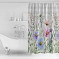thumbnail image 2 of Retro Pink Shower Curtain, 60" x 72", Blue Wildflowers Country Floral Herbs Grey Plaid Waterproof Bathroom Curtain Washable Shower Curtain Set with 12 Hooks, 2 of 6
