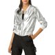 thumbnail image 2 of Chaqueta bomber corta de metal con cremallera y cuello de pie para mujer INSPIRE CHIC en plata M, 2 of 8