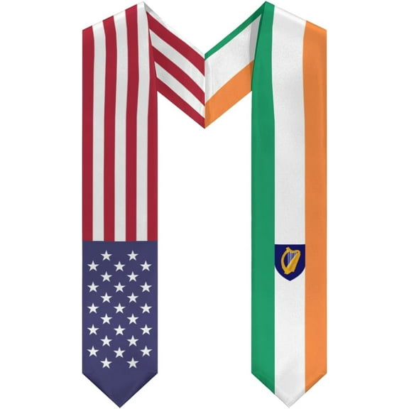 Ireland Mix United States Flag Graduation Stole Sash For Study Aboard International Students