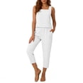 thumbnail image 2 of Capri Sets for Women 2 Piece Square Neck Tank Tops Capri Pants Sets Summer Travel Casual Loose Fitting Outfits, 2 of 5
