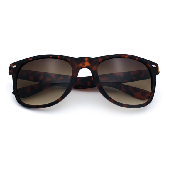 Rubberized Matte Tortoise Iconic Classic Horn Rim Hipster Sunglasses [Gradient Brown]