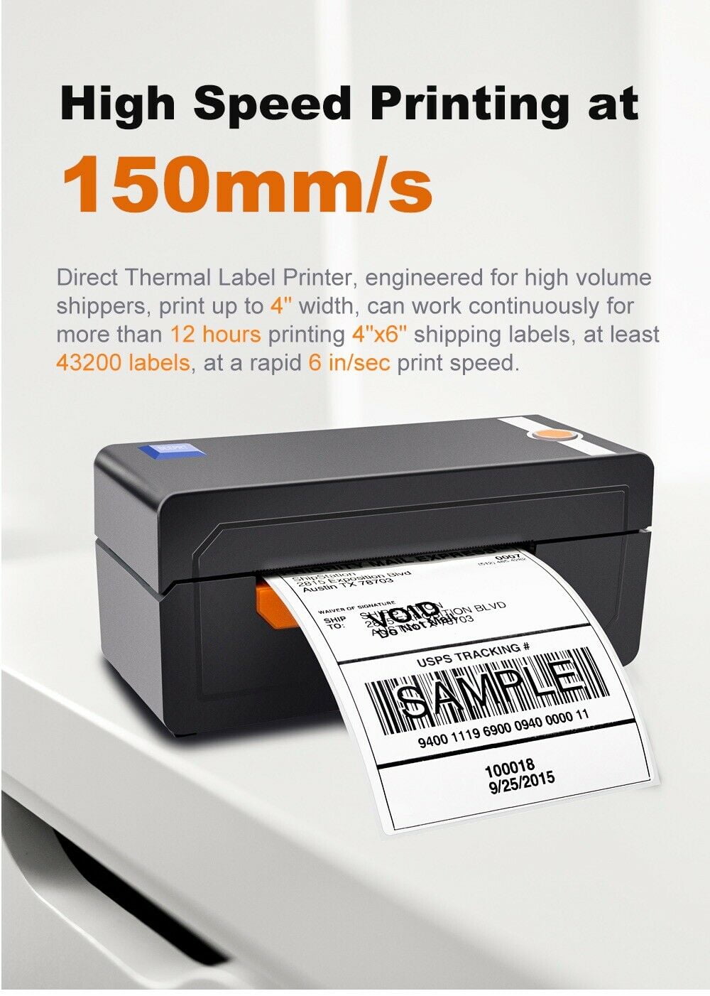 Beeprt 4x6 High Speed Thermal Shipping Label Barcode Printer Usb And Bluetooth Compatible With Etsy Ebay Amazon Barcode Printer Black Walmart Com Walmart Com