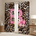 thumbnail image 2 of Homewish Fashion Leopard Print B Black Out Curtains for Women, Princess Ribbon Bowknot Curtains Pack of 2 (42x63 Each), Brown Pink Cartoon Bedroom Curtains, Living Room Curtains Decor, 2 of 6