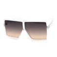 thumbnail image 1 of Retro Oversize Large Rectangular Mobster Flat Top Sunglasses Clear Gradient Brown, 1 of 4