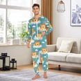thumbnail image 3 of Adult Christmas Onesie Cartoon Lion with Sky Element Cute Animal Wallpaper for Textile Gift Wrap Paper Zipper One-Piece Pajamas Unisex with Pockets, 3 of 6