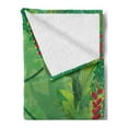 thumbnail image 2 of Green Leaf Soft Flannel Fleece Throw Blanket, Hawaiian Rainforest Tropical Climate Island Vegetation Foliage, Cozy Plush for Indoor and Outdoor Use, 70" x 90", Apple Green Jade Green, by Ambesonne, 2 of 5