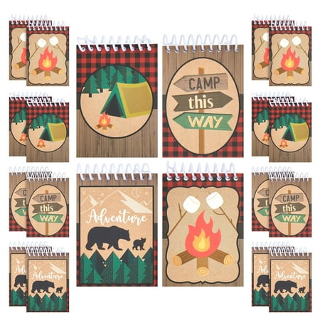 32 Pack Camp Adventure Theme Notepads, 4 Wilderness Designs (2.5 x 3.5 In)