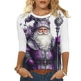 thumbnail image 2 of Mifsaly Christmas Shirts for Women 2025 3/4 Sleeve Crewneck Tunic T-Shirts Xmas Santa Graphic Loose Blouse Festival Party T-Shirt Holiday Fall Winter Outfits 2025, 2 of 6