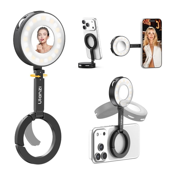 Ml05 Selfie Light For - Maglock Magnetic Phone Ring With Mirror 9000k Cri97 Full Angle Portable Led Smartphone Fill Lighting Travel Vlog Photo Video Recording