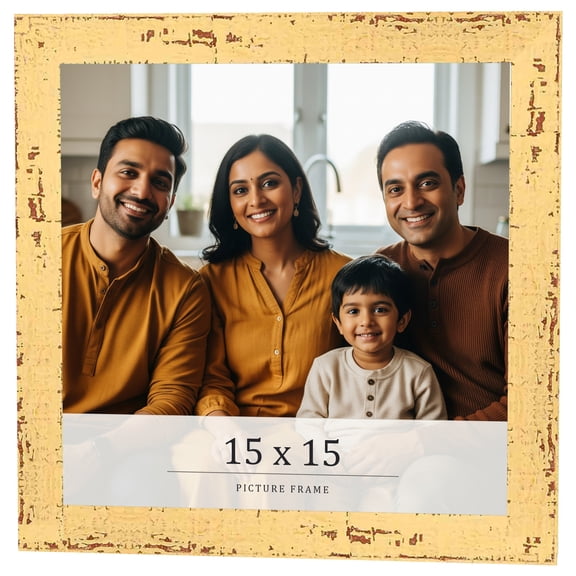 15x15 Frame Yellow Real Wood Picture Frame Width 1.25 inches | Interior Frame Depth 0.5 inches |