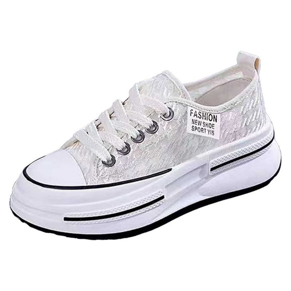 Ediodpoh Women's Fashion Sneakers Platform Lace up Breathable Mesh Casual Shoes Comfortable Lightweight Walking Shoes for Women Womens Sneakers White 39