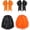 Orange and Black, variant on Minzimin 4 Pcs 10" Cheerleading Pom Poms Large Hair Bow