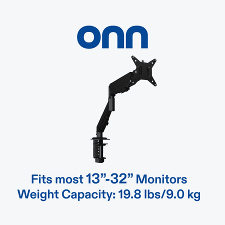 ONN SPRING ASSISTED DESK MOUNT FOR 13″ TO 32″ MONITORS/TVS, 3X LOAD TESTED, HOLDS UP TO 19.8 LBS.