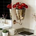 thumbnail image 3 of Gmogad Metal Wall Mounted Flower Pot Holder with Hooks for Small Plants Keys Scarves Industrial Rustic Home Decor Balcony Cafe Space-Saving Organizer, 3 of 8