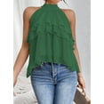 thumbnail image 6 of Women'S Layered Ruffle Hem Sleeveless Halter Chiffon Blouse Flowy Tank Tops Green L, 6 of 8