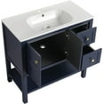 thumbnail image 6 of Freestanding Bathroom Vanity 36x18 Inch Soft Close Drawers Doors Storage Shelf Gel Basin Sink Powder Room Blue, 6 of 6