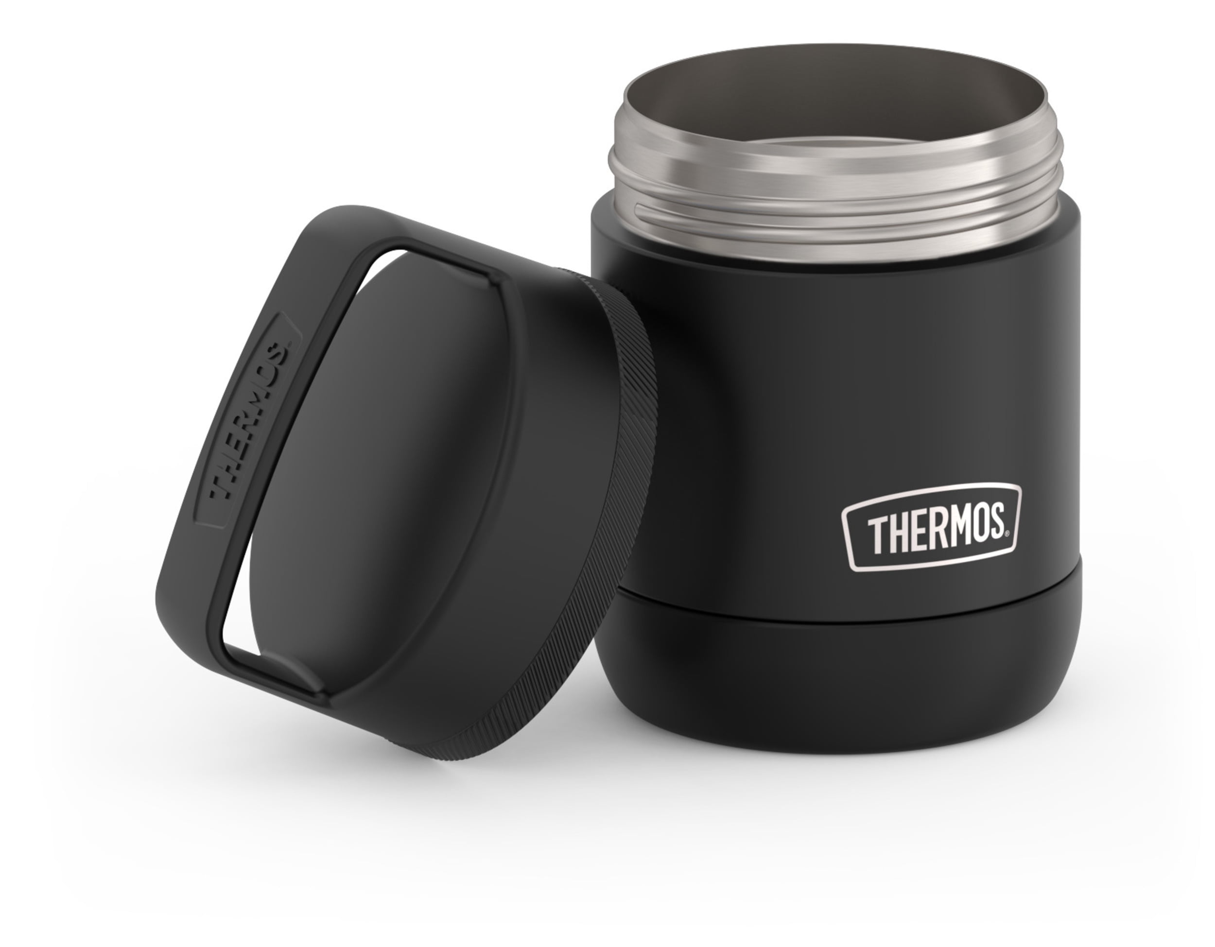 Thermos Stainless Steel Insulated Food Jar with Handle, 10oz, Black, Ideal Use for Workday Meals and Travel, Made for Portable Food Storage, Dishwasher Safe, For Hot and Cold Food