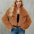 thumbnail image 6 of Hueook Faux Fur Womens Ladies Warm Faux Furry Long Coat Jacket Winter Solid Turn Down Collar Outerwear Orange 2X, 6 of 7