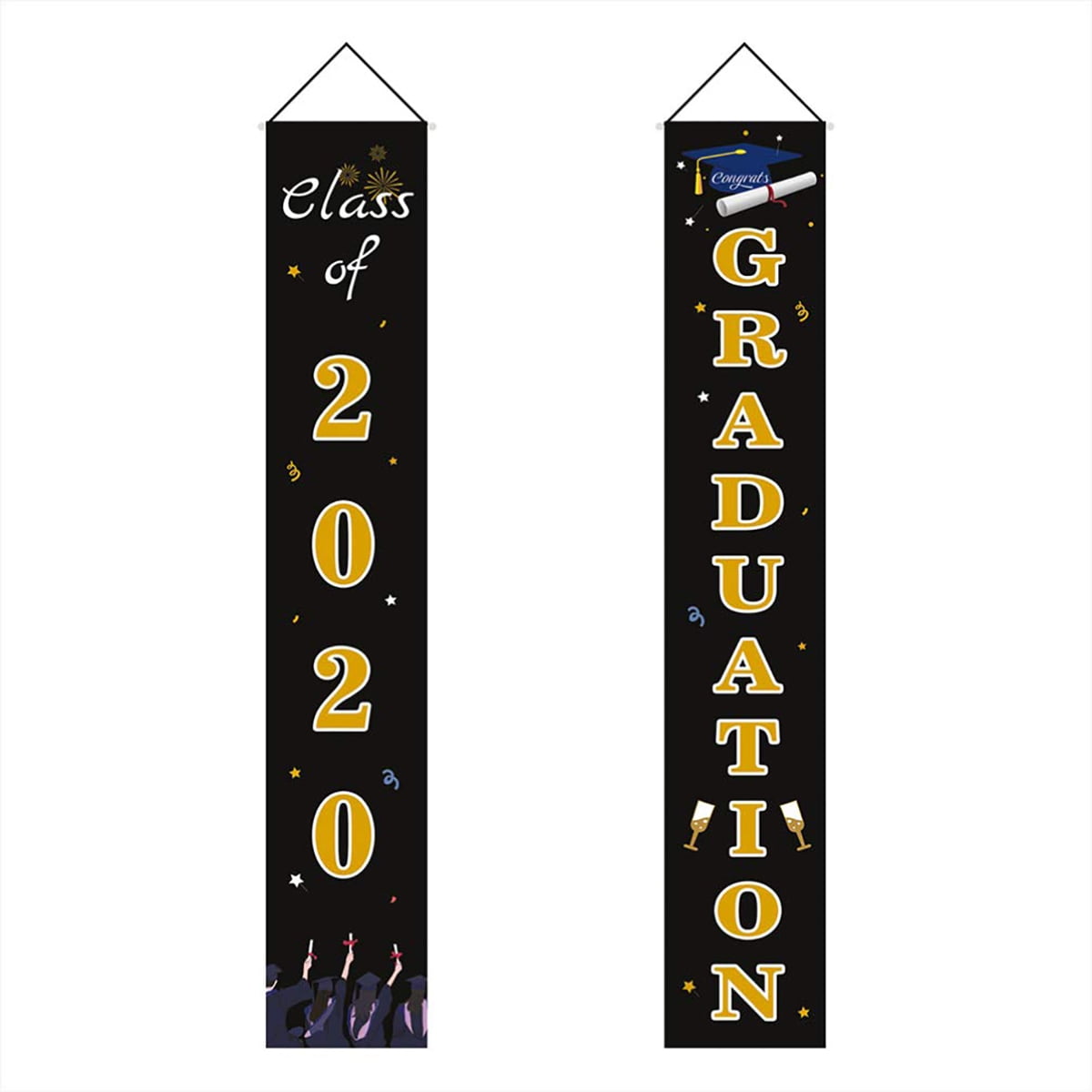 1Pair 2020 Graduation Porch Sign Graduation Cap Banner