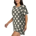 thumbnail image 2 of "Wukai Daisy Plaid Black Women's Pajama Set - Short-Sleeve Top and Shorts with Elastic Waistband and Pockets for Loungewear, Yoga, and Casual Wear-XX-Large, 2 of 8