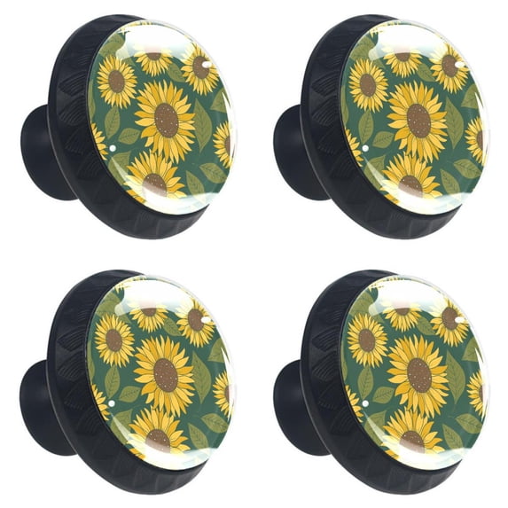 4 Pcs Sunflower Knobs for Kitchen Cabinet Cupboard Dresser Bookcase Drawer Pulls Handles Round Home Decor
