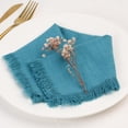 thumbnail image 4 of Ksopiavobs Handmade Cloth Napkins, Linen Cloth Napkins with Fringe, 18 x 18 Inches Set of 4 Versatile Handmade Square Rustic Fringe Napkins for Dinner, Wedding and Parties, Peacock Blue, 4 of 6